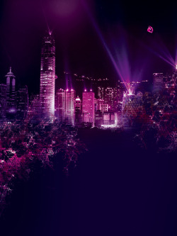 紫色的灯光紫色灯光城市海报背景高清图片