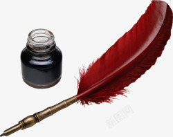 缇芥瘘绗红色羽毛笔高清图片