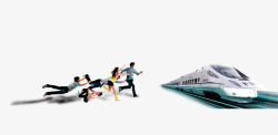 火速奔跑的火车动车人物高清图片