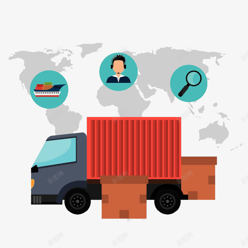 卡车货运的png免抠素材_新图网 https://ixintu.com 世界 全国 卡车 卡通手绘 汽车 流通 运输 运达 运送