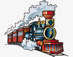 蒸汽式卡通手绘行驶蒸汽式火车矢量图高清图片