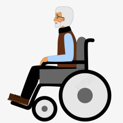坐在轮椅上扁平化坐在轮椅上的老人矢量图高清图片