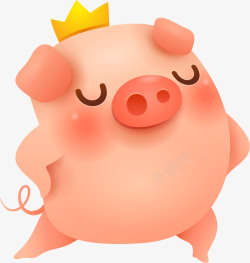 卡通猪C4D卡通戴皇冠的猪形象装饰图案矢量图高清图片