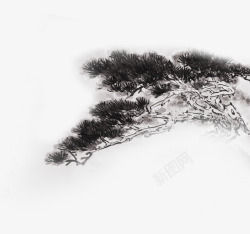 中国风松树迎客松水墨画高清图片