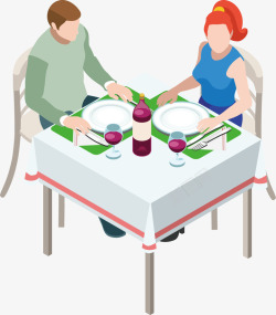 餐厅就餐创意情侣餐厅就餐图矢量图高清图片