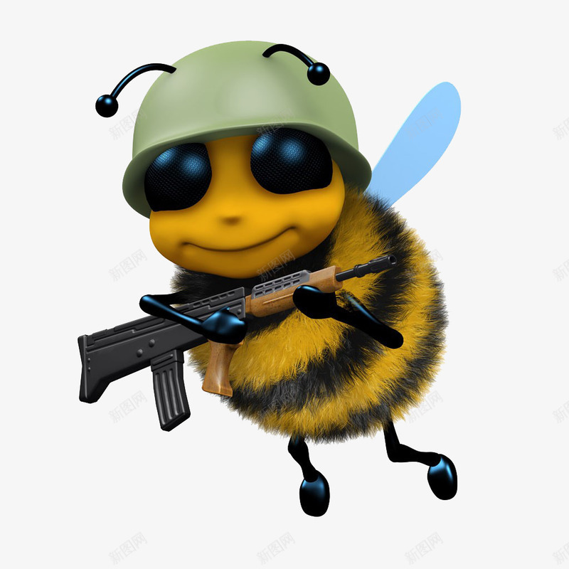 蜜蜂战士拿机关枪png免抠素材_新图网 https://ixintu.com 战士 机关枪 武器 蜜蜂