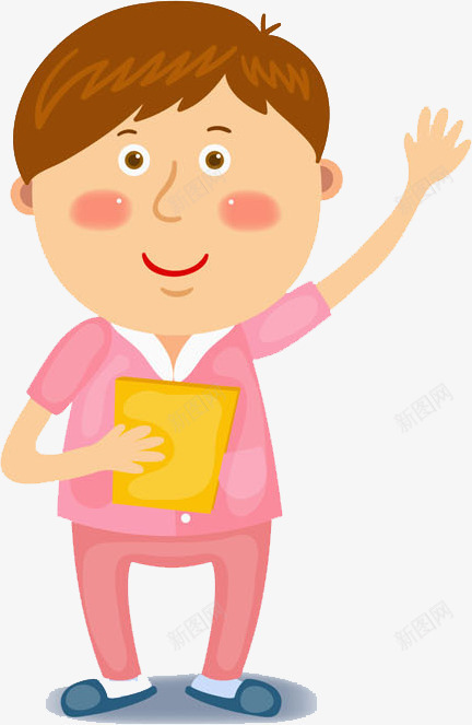 举手回答问题的男孩png免抠素材_新图网 https://ixintu.com 举手 书本 卡通 可爱 小男孩举手 微笑 手绘 粉色 黄色