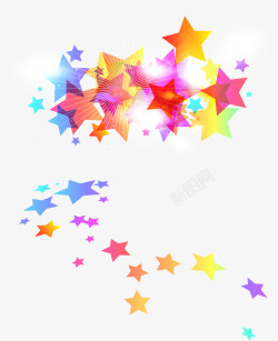 五彩底纹彩色星星矢量图高清图片