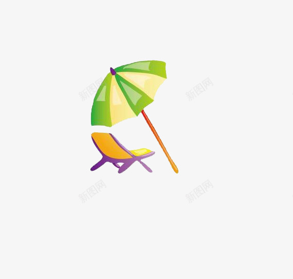 太阳伞和沙滩椅png免抠素材_新图网 https://ixintu.com 太阳伞 彩色 手绘 沙滩椅