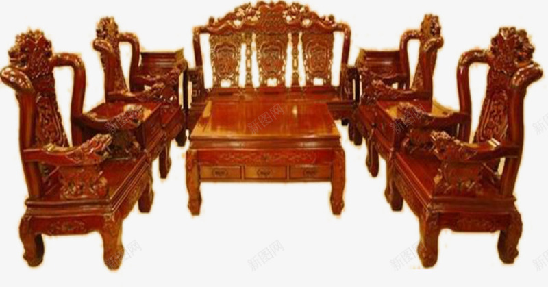 古色古香茶几座椅png免抠素材_新图网 https://ixintu.com 古色座椅 古色茶几 家具 红木椅 红木茶机