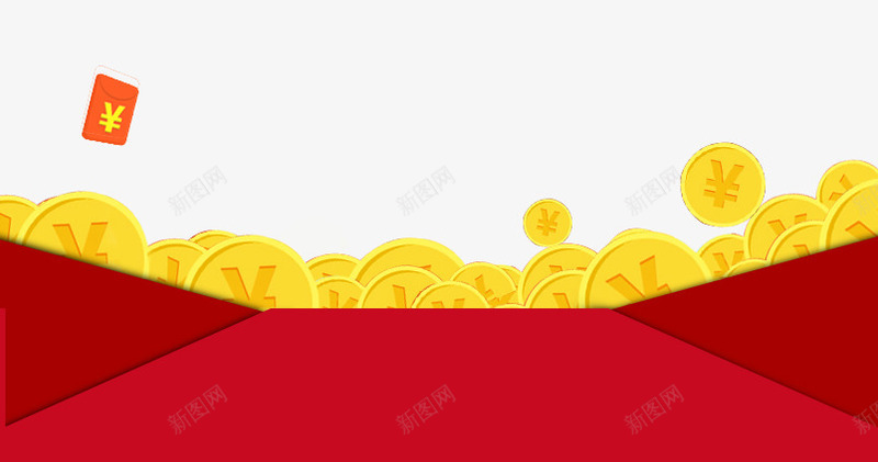 一堆金币红包png免抠素材_新图网 https://ixintu.com 红包 红包金币 红色 金币 钱币