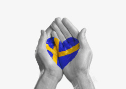 瑞典心形旗帜手绘图案素材