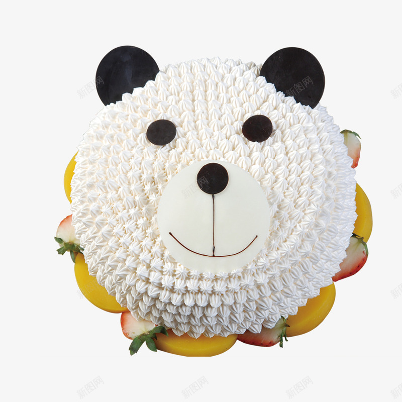 熊宝宝蛋糕psd免抠素材_新图网 https://ixintu.com 儿童蛋糕 创意蛋糕 奶油裱花 熊脸蛋糕 草莓切片