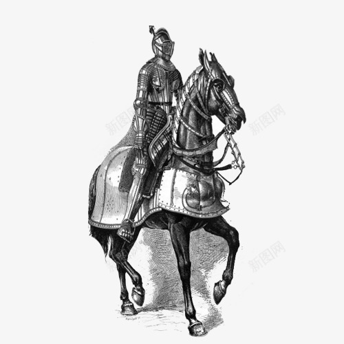 手绘骑着战马的骑士png免抠素材_新图网 https://ixintu.com 勇敢 头盔 守卫 守护 战争 战马 手绘 盔甲 骑士 骑士盔甲
