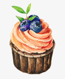 矢量手绘蓝莓手绘藍莓巧克力蛋糕高清图片