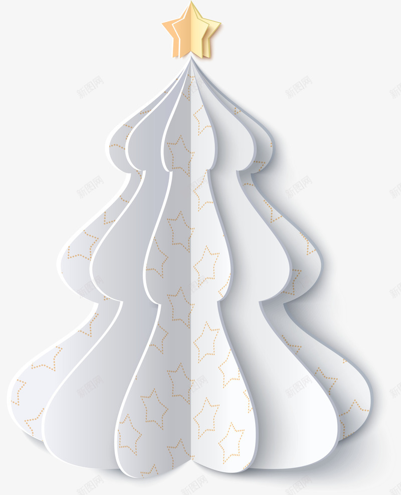 白色星星圣诞树png免抠素材_新图网 https://ixintu.com 圣诞节 折纸图案 星星图案 白色圣诞树 节日树木 装饰图案