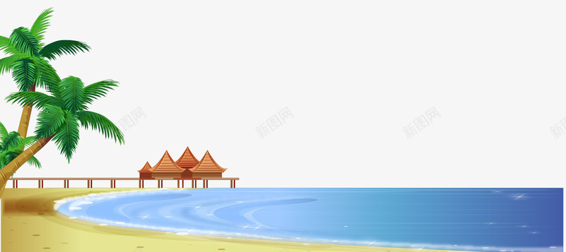 彩色卡通海边沙滩椰树风景png免抠素材_新图网 https://ixintu.com 卡通的椰树 彩色的沙滩 彩色的风景 海边的风景 矢量的风景