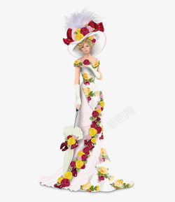 花朵礼帽礼服女士手洋伞高清图片