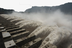 三峡工程三峡大坝泄洪摄影高清图片