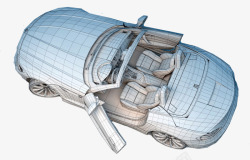 几何体矢量线框模型3D车模型高清图片