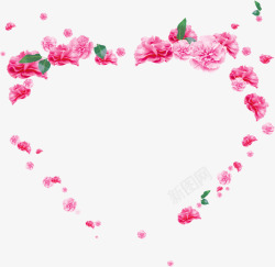粉色手绘花朵风光爱心素材