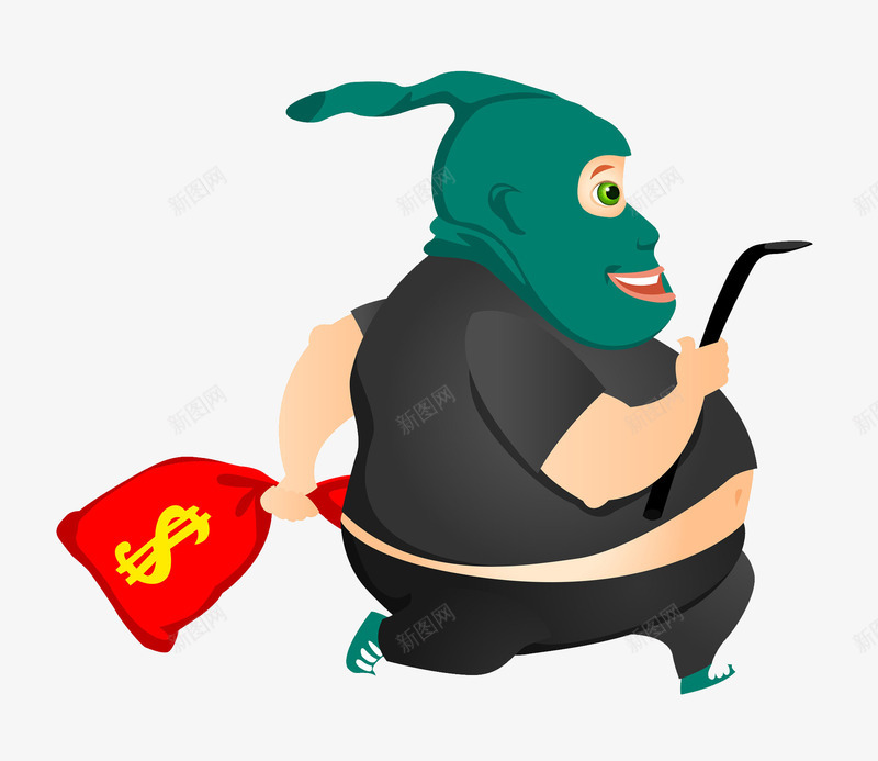 卡通奔跑的小偷png免抠素材_新图网 https://ixintu.com 卡通 奔跑的 小偷 帅气的 手绘 插图 男人 袋子