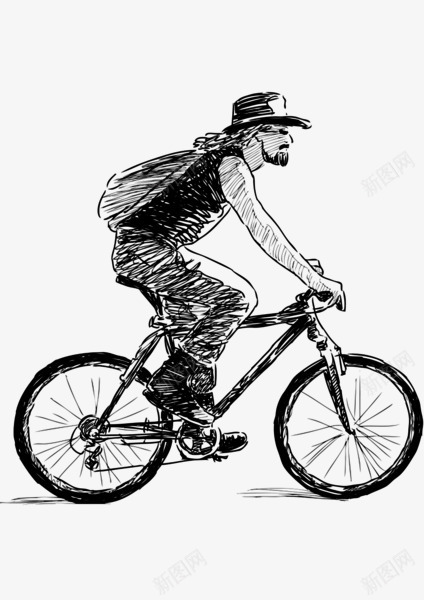 手绘骑车男人png免抠素材_新图网 https://ixintu.com 手绘男人 旅行 男性 自行车