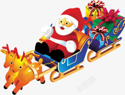 鹿拉车素材鹿拉车圣诞老人高清图片