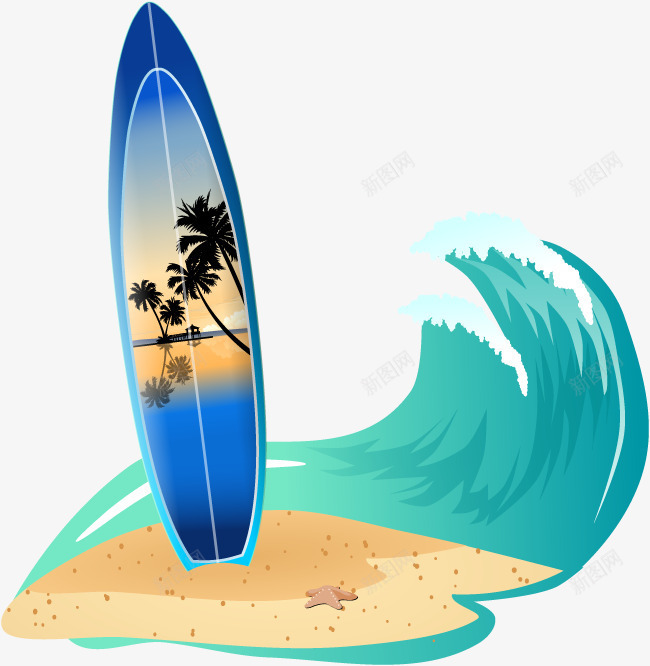 冲浪板和沙滩png免抠素材_新图网 https://ixintu.com 冲浪板 大海 沙滩 海水