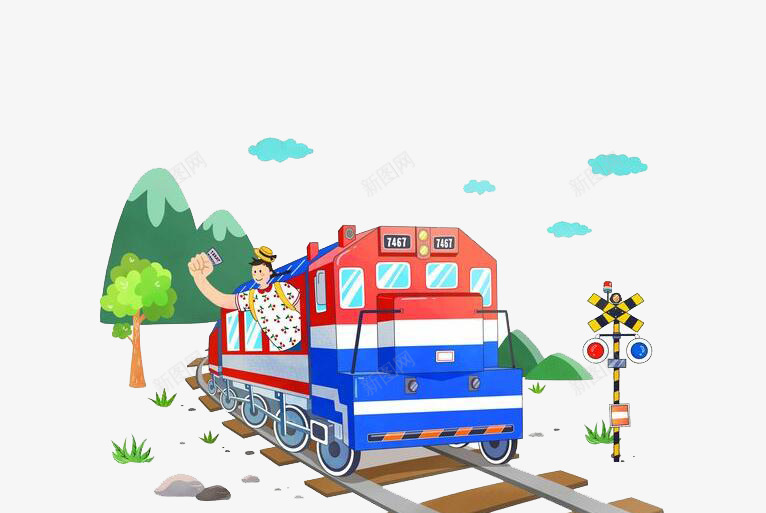 旅行路上png免抠素材_新图网 https://ixintu.com 卡通 手绘 旅行 旅行人 漫画 火车