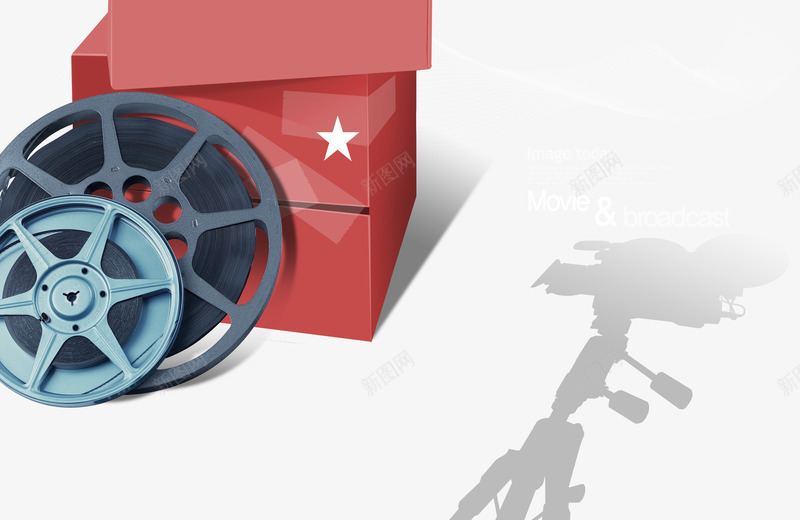 电影宣传靠在红盒子上的胶卷psd免抠素材_新图网 https://ixintu.com 电影宣传 红盒子 胶卷