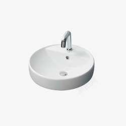 洗手池圆形白色陶瓷洗手盆免高清图片