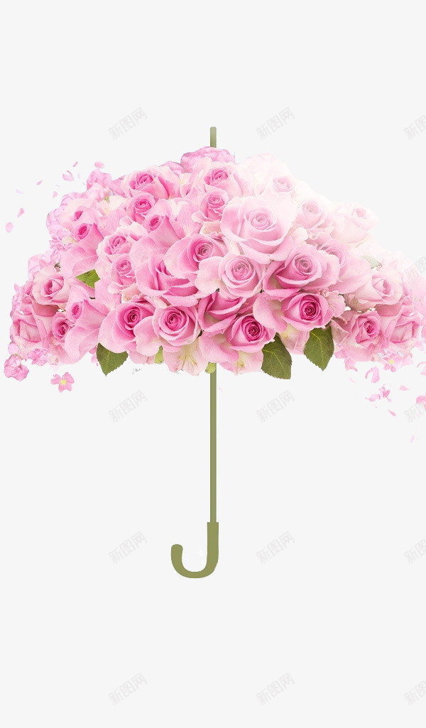 雨伞png免抠素材_新图网 https://ixintu.com 创意雨伞 浪漫 玫瑰 花朵 花瓣 雨伞 雨具