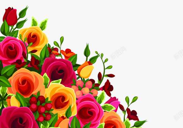 彩色花朵相框边缘装饰png免抠素材_新图网 https://ixintu.com 卡通手绘 彩色花朵 相框装饰 花朵花卉