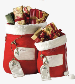 圣诞节母婴礼品红色布袋高清图片