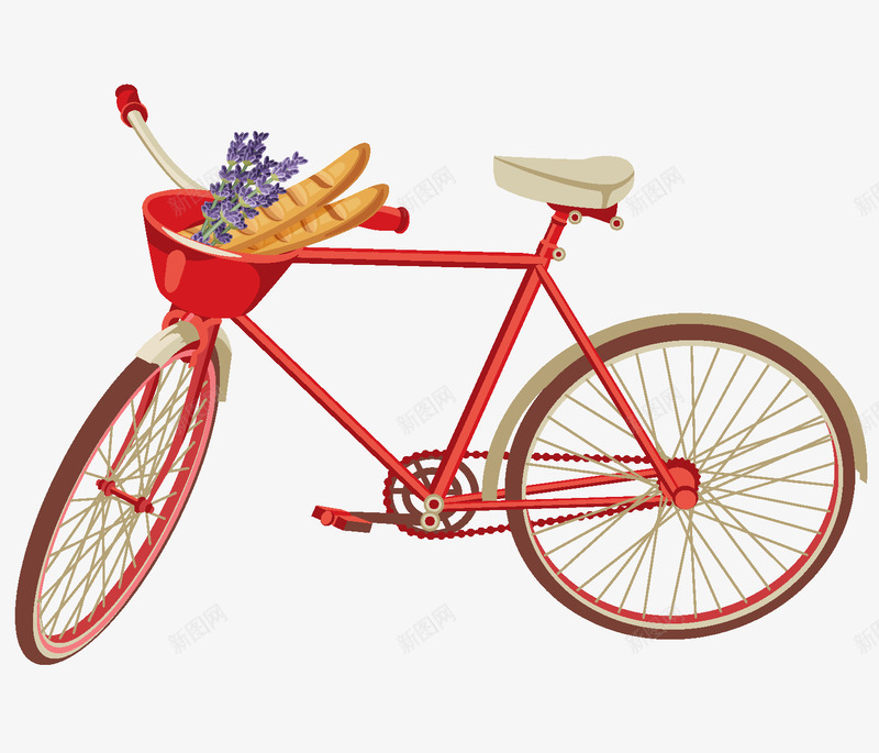 手绘创意自行车图png免抠素材_新图网 https://ixintu.com 创意 单车 卡通手绘 旅行 水彩 红色 脚踏车 自行车 食物