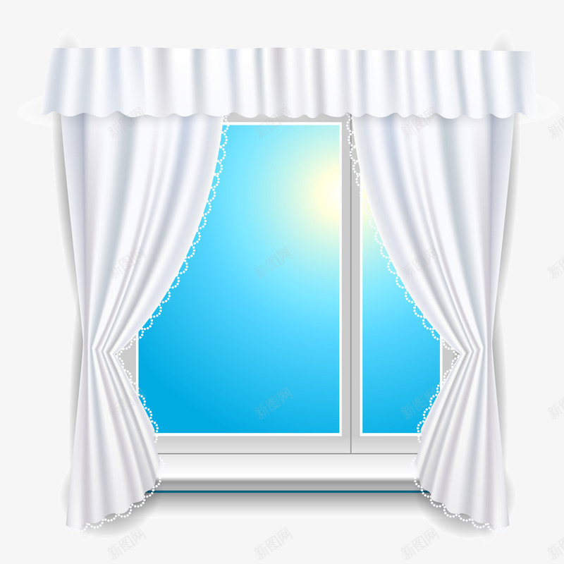 卡通窗户矢量图ai免抠素材_新图网 https://ixintu.com 卡通 室内 窗外的风景 窗帘 窗户 矢量图
