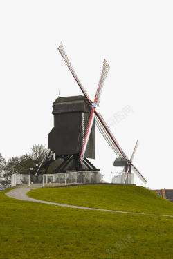 荷兰式风车荷兰风车房高清图片
