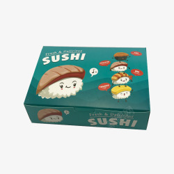寿司纸盒蓝色纸质系寿司盒高清图片