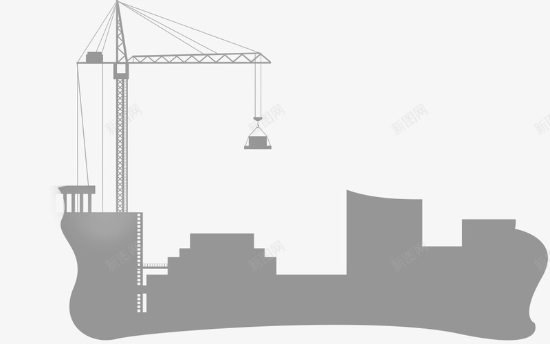 建筑工地png免抠素材_新图网 https://ixintu.com 剪影 吊车 城市 工地 建筑