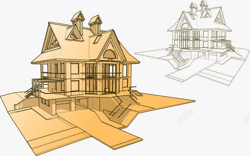 房屋建筑png免抠素材_新图网 https://ixintu.com 工程图纸 建筑 矢量素材