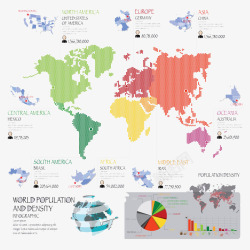 彩色世界地图图表素材