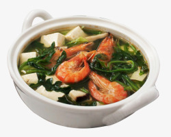 鲜虾荠菜汤素材