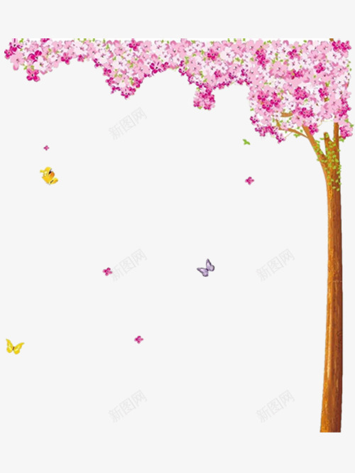 手绘樱花树png免抠素材_新图网 https://ixintu.com 好看的樱花树 手绘 樱花飘落的樱花树 水彩 漂亮的樱花树