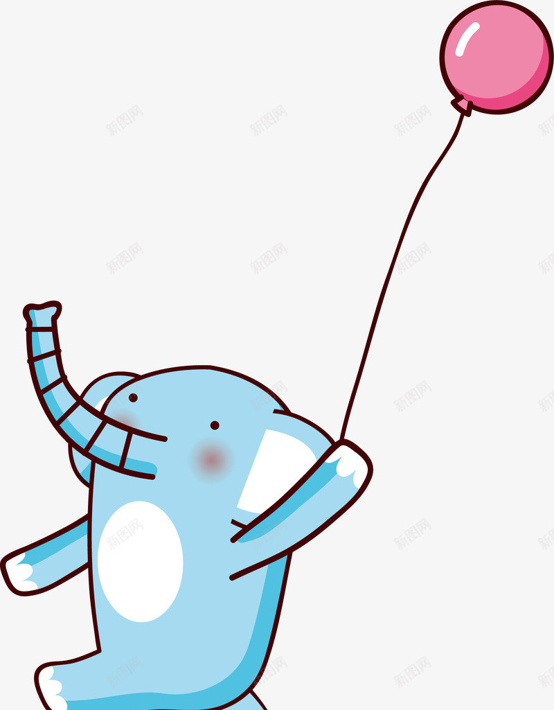 拿起球的小象png免抠素材_新图网 https://ixintu.com 奔跑 小象 气球 蓝色
