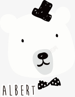 黑白帽子可爱白熊矢量图高清图片
