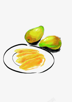 芒果干图片手绘水彩芒果高清图片