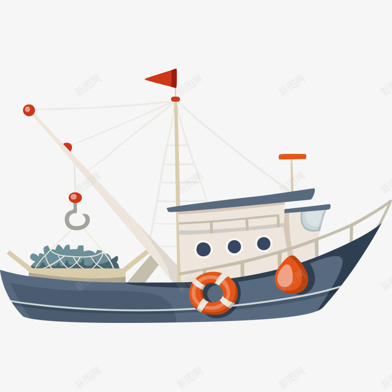 轮船交通工具png免抠素材_新图网 https://ixintu.com 交通工具 红旗 船 轮船 运输船