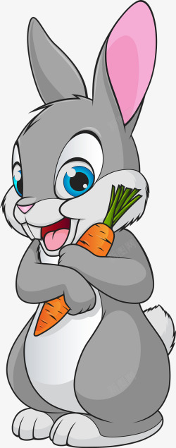 拿红萝卜的兔子可爱的小灰兔高清图片