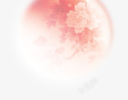 粉红牡丹水墨画月亮高清图片